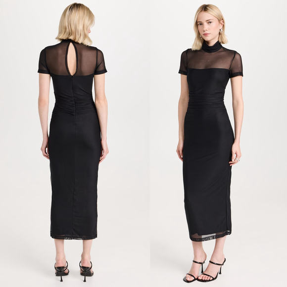 midi slip dress with boots Enchanted Black Satin Slip Midi Dress